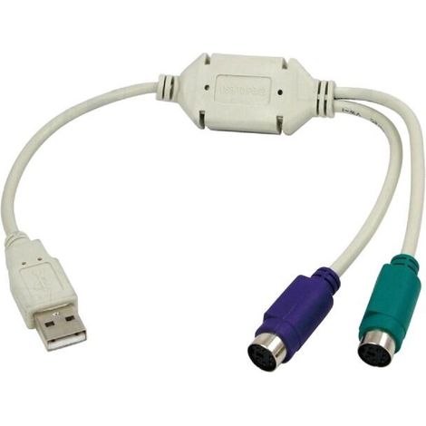 Adaptateur- USB 1.1- PS-2 femelle x2.USB A prise male - blanc