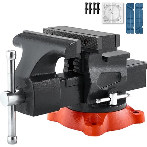 Mophorn-Schraubstock, 5,5 Zoll Backenbreite, 5,5 Zoll maximale Backenöffnung, 360° schwenkbare Feststellbasis, 2,8 Zoll Ausladung, Hochleistungs-Sphäroguss, Zwei-Wege-Backen