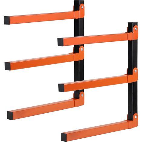 2 Pièces - Support Mural - Étagère De Rangement - Capacité 150kg - Pliable 3 Niveaux Pour Jantes Vélos Outils Garage Cave Atelier Intérieur Extérieur Noir