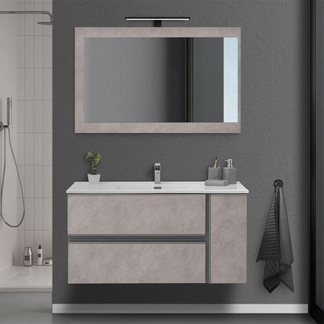 Mobile Sospeso Bagno Effetto Pietra Beige da 110 cm (1/5)