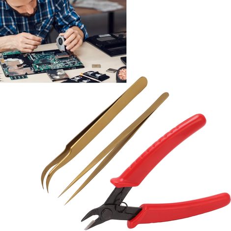 Elektronikreparatursets, Pinzetten, gebogene Pinzetten, Zangen (1/5)