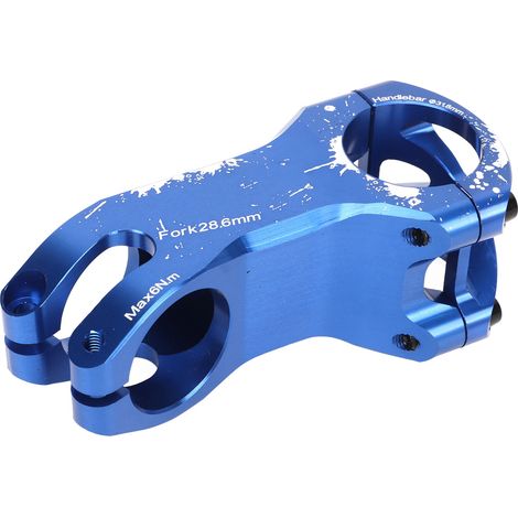 Langer, verstellbarer Fahrradvorbau, CNC-gefräst für geringes Gewicht, 31,8 mm Hohldurchmesser. Geeignet für Mountainbikes und Rennräder. Blau. (1/5)
