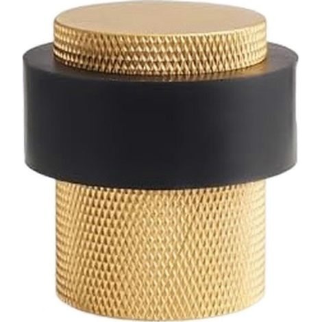 Butée de porte en laiton moleté pour salle de bain, robuste, à fixer au sol, non magnétique, couleur or (1/5)