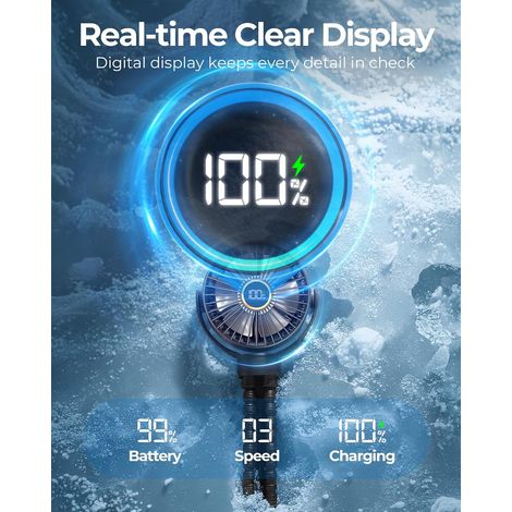 Ventilatore per passeggino, ventola a clip ricaricabile con LED e motore brushless silenzioso, 3 velocità, rotazione a 360°, adatto per passeggino, tapis roulant, uso portatile e da tavolo (Nero) (1/5)