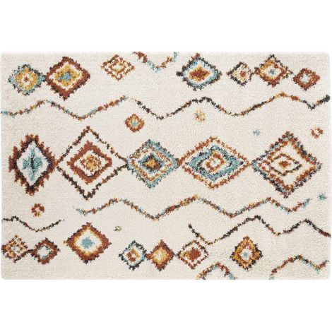 Douceur D'Intérieur – Tapis shaggy rectangulaire 160 x 230 cm en polypropylène – Motif berbère géométrique – Compatible robot aspirateur – Entretien facile (1/10)