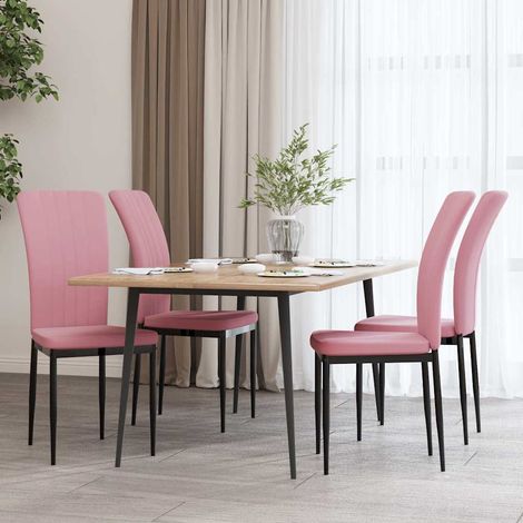 vidaXL Sillas de comedor 4 unidades terciopelo rosa (1/5)