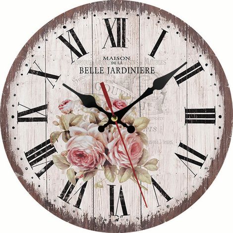 Horloge murale ronde CQ1001-1 design européen créatif en bois décor salon chambre (1/4)