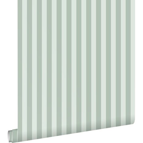 papier peint à rayures vert grisé  - ESTAhome (1/5)