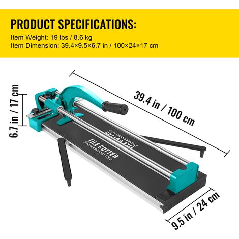 Mophorn 31 Zoll manuelle Fliesenschneider Doppelschienen & Klammern 3/5 in Cap mit präzisen Laser-Werkzeugen für Präzisionsschnitt (1/4)
