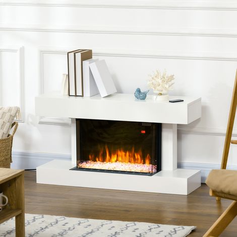 Chimenea Eléctrica 1000W/2000W con Temperatura Ajustable Silencioso Temporizador 15-25 m² 98x27x54,5 cm Blanco (1/5)