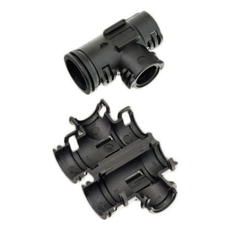 Raccord T 22-13-22 Form B – Accessoire pour gaine électrique ICTA – Température de fonctionnement -40°C à +135°C – Matériau PA66 noir – Schlemmer