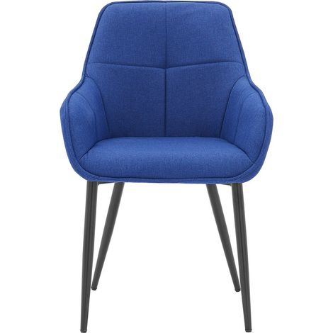 Fauteuil Moderne en Lin Bleu avec Accoudoirs et Pieds en Métal pour Salon et Bureau - PANGIVO (1/5)