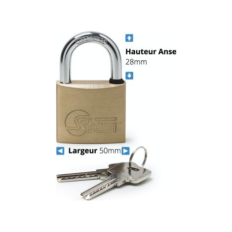 Cadenas en laiton STEM avec anse Largeur 50mm Hauteur 28mm (1/2)