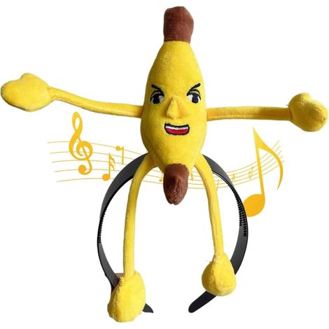 Bandeaux à cheveux en forme de banane chantante - Joli serre-tête en peluche - Pour femme (1/5)