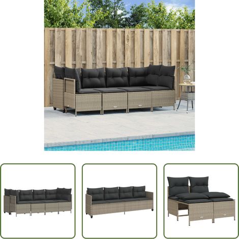 vidaXL Salon de jardin 5 pcs avec coussins gris clair résine tressée (1/5)