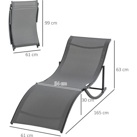 Outsunny – Bain de soleil pliable en aluminium – Lot de 2 – Textilène haute densité 560 g/m² – Dimensions 165x61x63 cm – Charge max 120 kg – Anthracite
