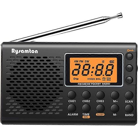 Radio portable FM/AM/ondes courtes à bande complète, affichage numérique stéréo, radio FM manuelle à double usage (1/5)