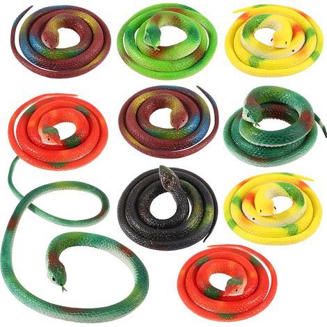 Serpenti di gomma, 10 pezzi di serpenti di gomma realistici, giocattoli a forma di serpente per tenere lontani uccelli/gatti, per accessori da giardino, scherzi, decorazioni di Halloween (1/5)