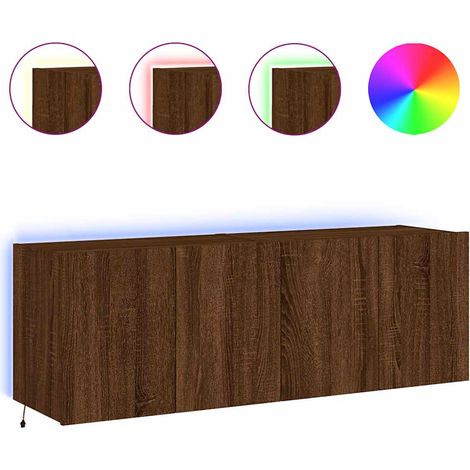 Maison Exclusive - TV-Wandschränke mit LED-Leuchten 2 Stk. Braun (1/5)