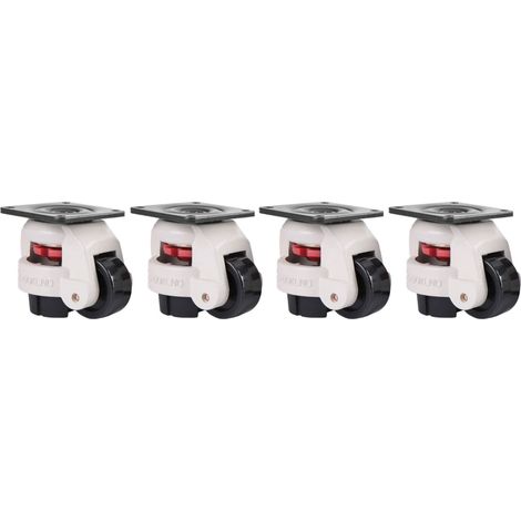 Lot de 4 roulettes pivotantes industrielles rétractables 2 pouces, vérins de nivellement, charge max 250 kg, pour machines lourdes, robustes et stables. (1/3)