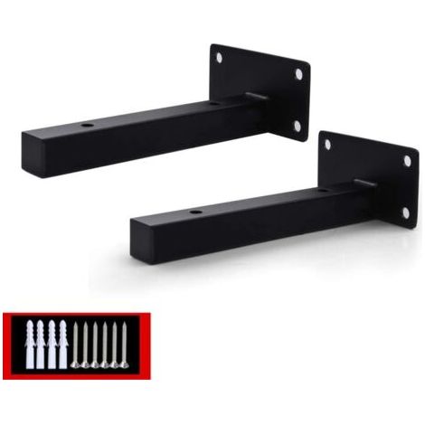 2Pcs Support de Tablette Flottant pour Usage intensif, Support Mural pour Support de quincaillerie dissimulée, Support de Tablette en métal, Acier Inoxydable, Noir(150mm) (1/5)