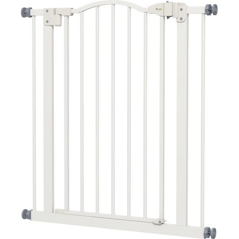 Metal 7480cm Adjustable Pet Gate Safety Barrier w/ AutoClose Door White (1/5)