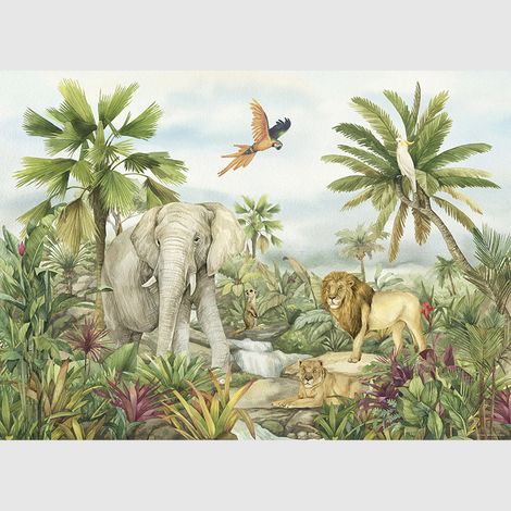 Papier peint intissé - Éléphant de la jungle - 252x182 cm (1/4)