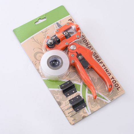 Kit professionnel de greffage d'arbres fruitiers - Ciseaux à greffer en acier à haute teneur en carbone, couleur orange (1/3)