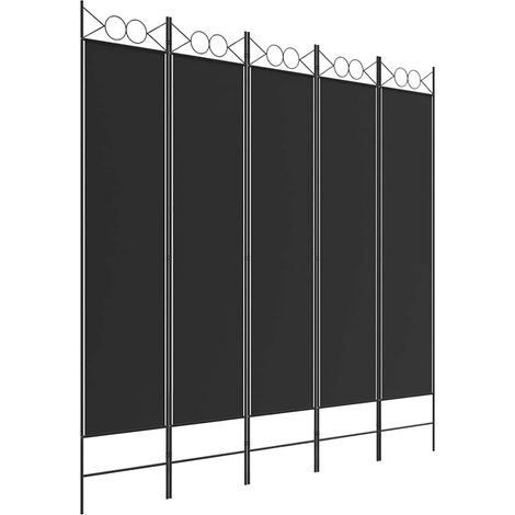 Paravent Cloison de séparation 5 panneaux, Pour Jardin, Balcon, Terrasse Noir 200x200 cm Tissu OIB1881E (1/5)