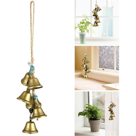 1 Brochette de Décor de Cloches de Sorcière Suspendues, Carillon à Vent Vintage, Couronne Carillons Éoliens Sorcière, Cloche Sorcière Suspendue, pour Bouton Porte Jardin, Maison(Couleurs Mélangées) (1/5)