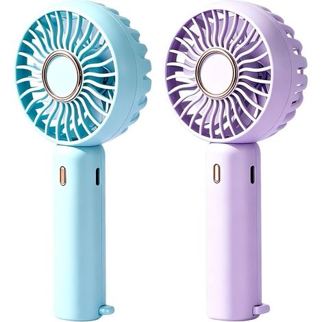 Ventilateur Portable, Mini Ventilateur de Bureau Portable à Main Rechargeable USB Mini Ventilateurs 3 Vitesses Ventilateurs de Poche pour Bureau, Voyage, Plage, Camping(Bleu, Violet) (1/5)