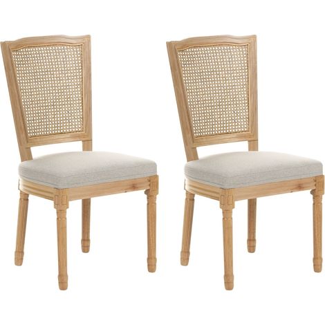 Set di 2 sedie da pranzo imbottite con intreccio viennese, in stile country francese vintage, colore marrone chiaro/beige Bonanza (1/5)