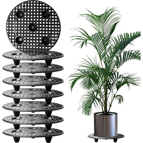 Lot de 8 supports de pot de fleurs ronds en plastique - 30 cm - Pour balcon et jardin (1/5)