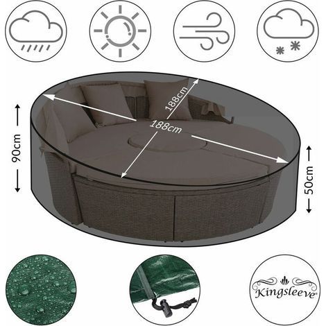 Schutzhülle für Gartenmöbel aus UV- und reißfestem Polyethylen. Runde Sonnenliege, 188 cm Durchmesser. (1/5)