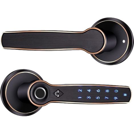 Serrure de Porte Intelligente TTLOCK WiFi Serrure de Porte Intelligente Commande vocale AI Prise en Charge des Empreintes digitales Bluetooth (Color : 1 UK, Size : Black Password) (1/5)