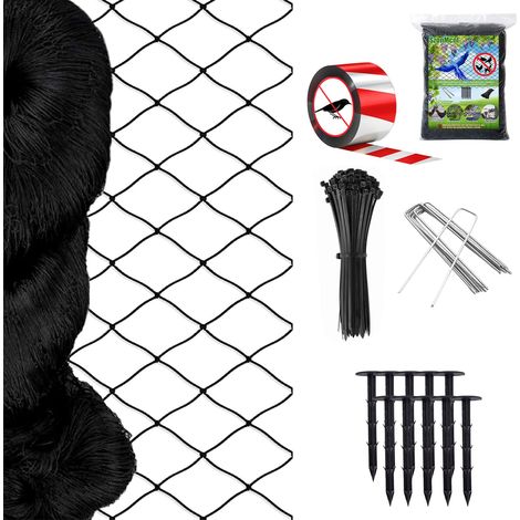 Filet de protection contre les oiseaux, à mailles étroites, 15 m x 15 m, pour enclos à poules, avec filet de 5 cm, filet pour volière, jardin, étang, arbres fruitiers, plantes avec 50 serre-câbles, 20 (1/5)