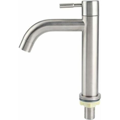 Robinet simple de lavabo en acier inoxydable 304 – Finition brossée – Technologie d'étanchéité en céramique – Grand bassin monotrou