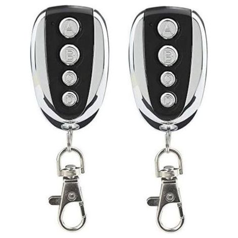 VURAHOME - 2 Télécommande de copie sans fil 433 MHz, 4 boutons, en métal, pour porte de garage, volet roulant - [Bouton ABCD] (1/5)