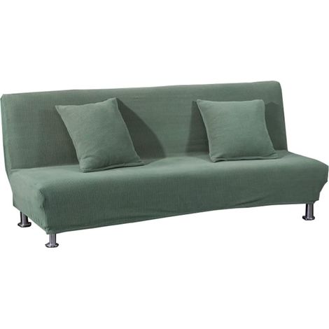 Housse clic clac 2 Places Housse de canapé sans accoudoirs Extensible imprimé Housse canapé sans Bras Housse de canapé-lit Pliante élastique Vert Militaire, sans Housse de Coussin (1/5)