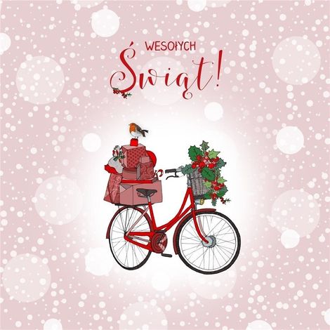 Biglietto di auguri quadrato Swarovski CL3504PO Bicicletta di Natale