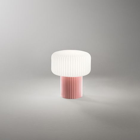 Lumetto Moderno Otty Ceramica Rosa Vetro 1 Luce G9 Ip20
