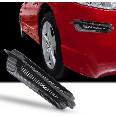 2 pièces grille d'aération latérale voiture, cache décoration adhesif look carbone, universel (1/5)