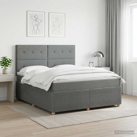 Lit boxspring avec matelas Gris foncé 140 x 190 cm Tissu (1/5)