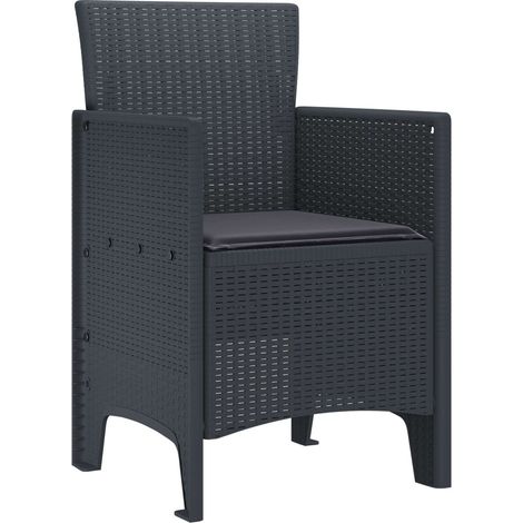 Chaise de jardin 4 lot de 2 Chaises d'extérieur Anthracite 53 x 49 x 85 cm Polypropylène (1/5)