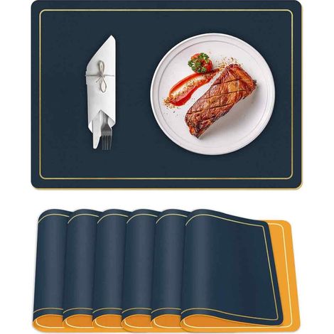 Set Table Verre - Similicuir PU - 42x30 cm - Résistant Chaleur et Eau - Protection Surface Table - Lot de 6 (1/5)