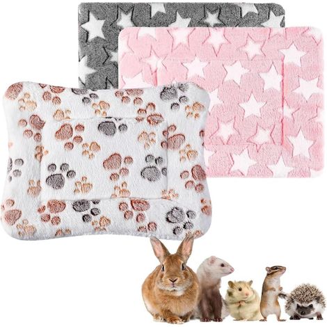 Tapis Pour Animaux - 32 x 25 cm - Double Face - Doux Et Chaud - Pour Hamsters Lapins Cochons D Inde Et Chinchillas - Lot De 3 (1/5)