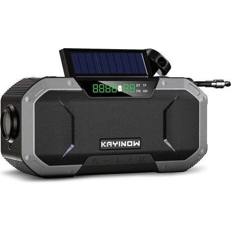 Radio à manivelle solaire d'urgence 5000mAh Power Bank Chargeur Flash Light Outdoor Camping Survival Radio,Silver (1/5)