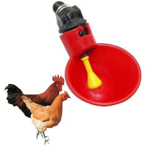Abreuvoirs automatiques pour volailles (cailles, poulets et autres volailles) - Lot de 10 abreuvoirs en plastique rouge (1/5)