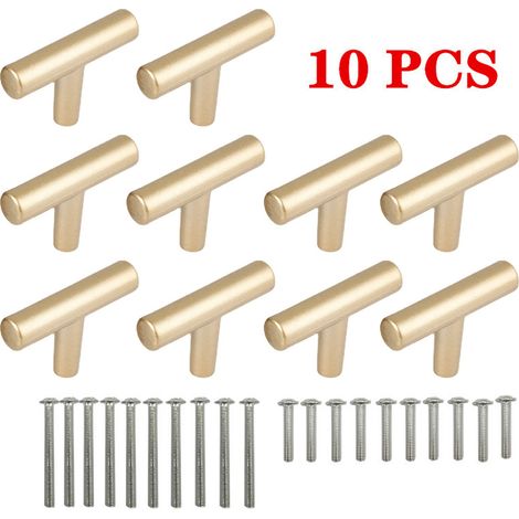 Lot de 10 poignées de meuble de 5 cm (2 pouces) en alliage d'aluminium couleur or sable pour cuisine