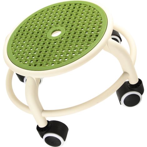Tabouret bas roulant rond confortable, roulettes pivotantes universelles, déplaçable, capacité de charge élevée, pour maison, vert (1/5)